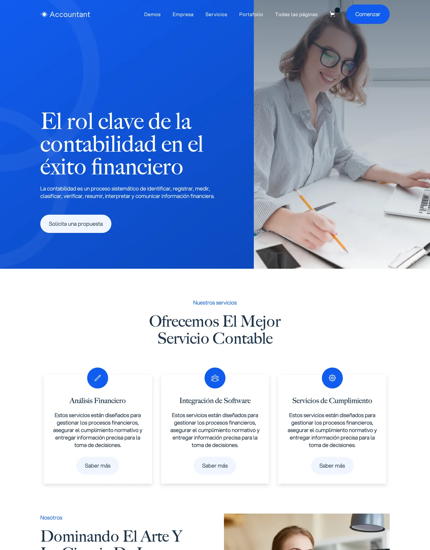 Plantilla de página web para finanzas y seguros
