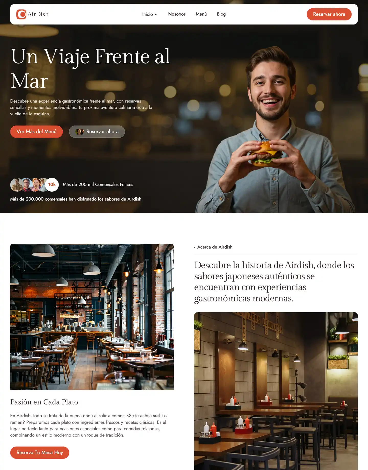 Plantilla de página web para restaurantes y cafés