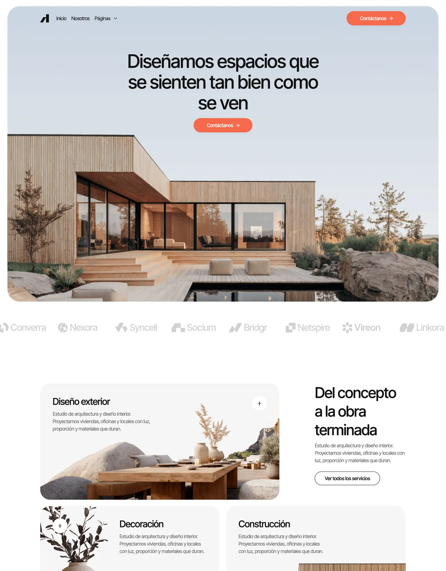 Plantilla de página web para arquitectura