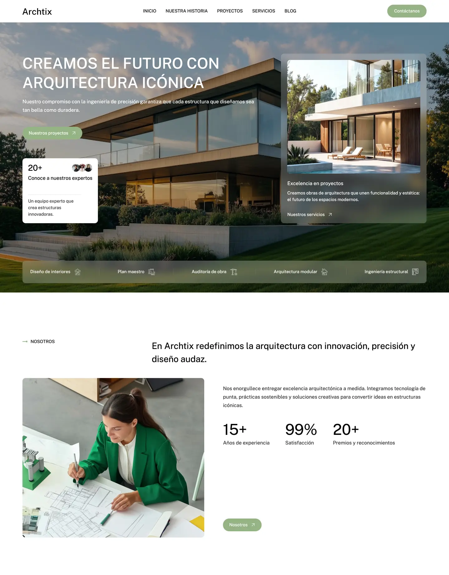 Plantilla de página web para arquitectura