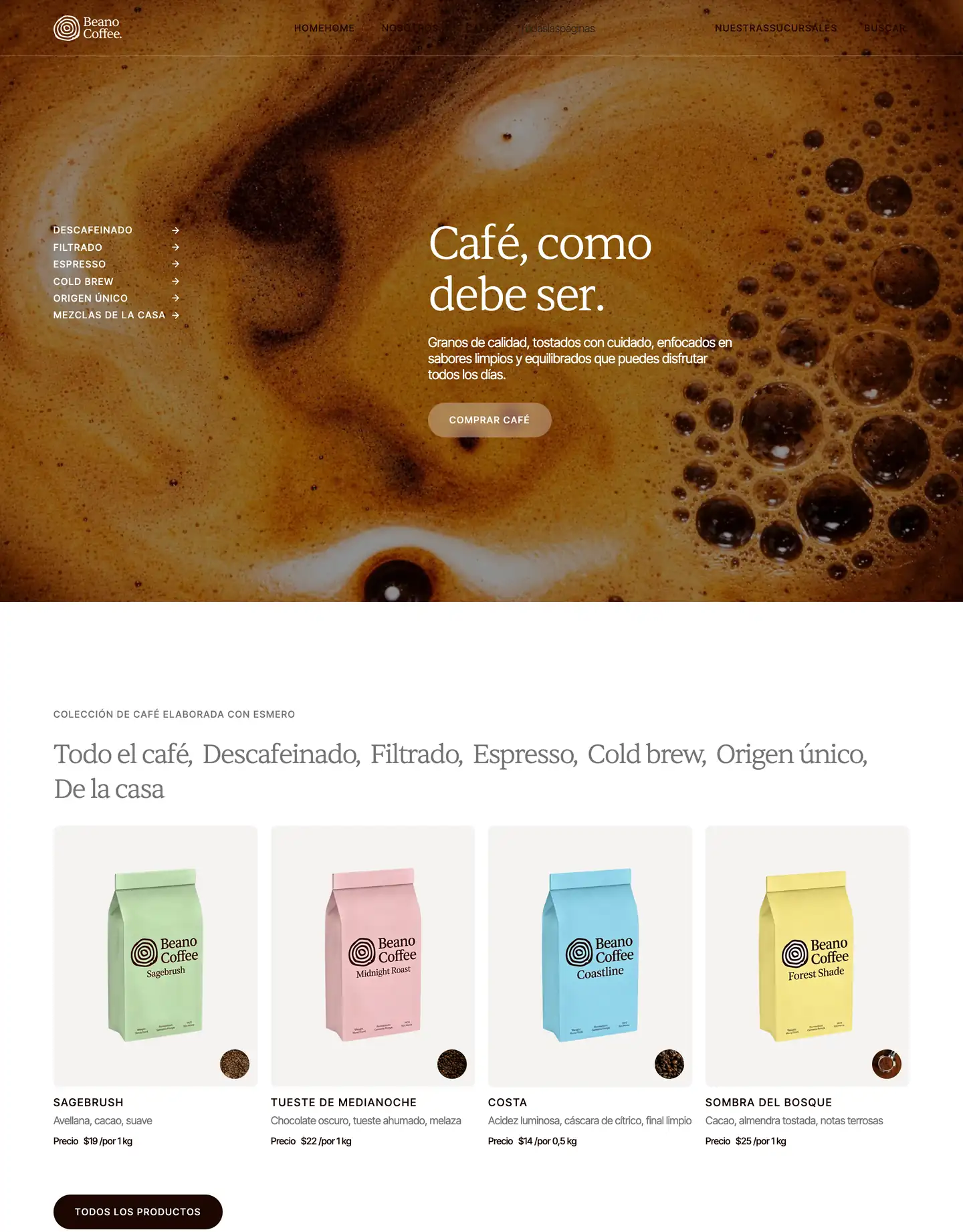 Plantilla de página web para restaurantes y cafés