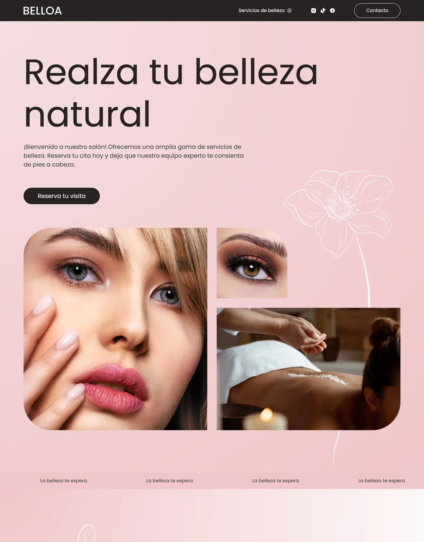 Plantilla de página web para belleza y estética