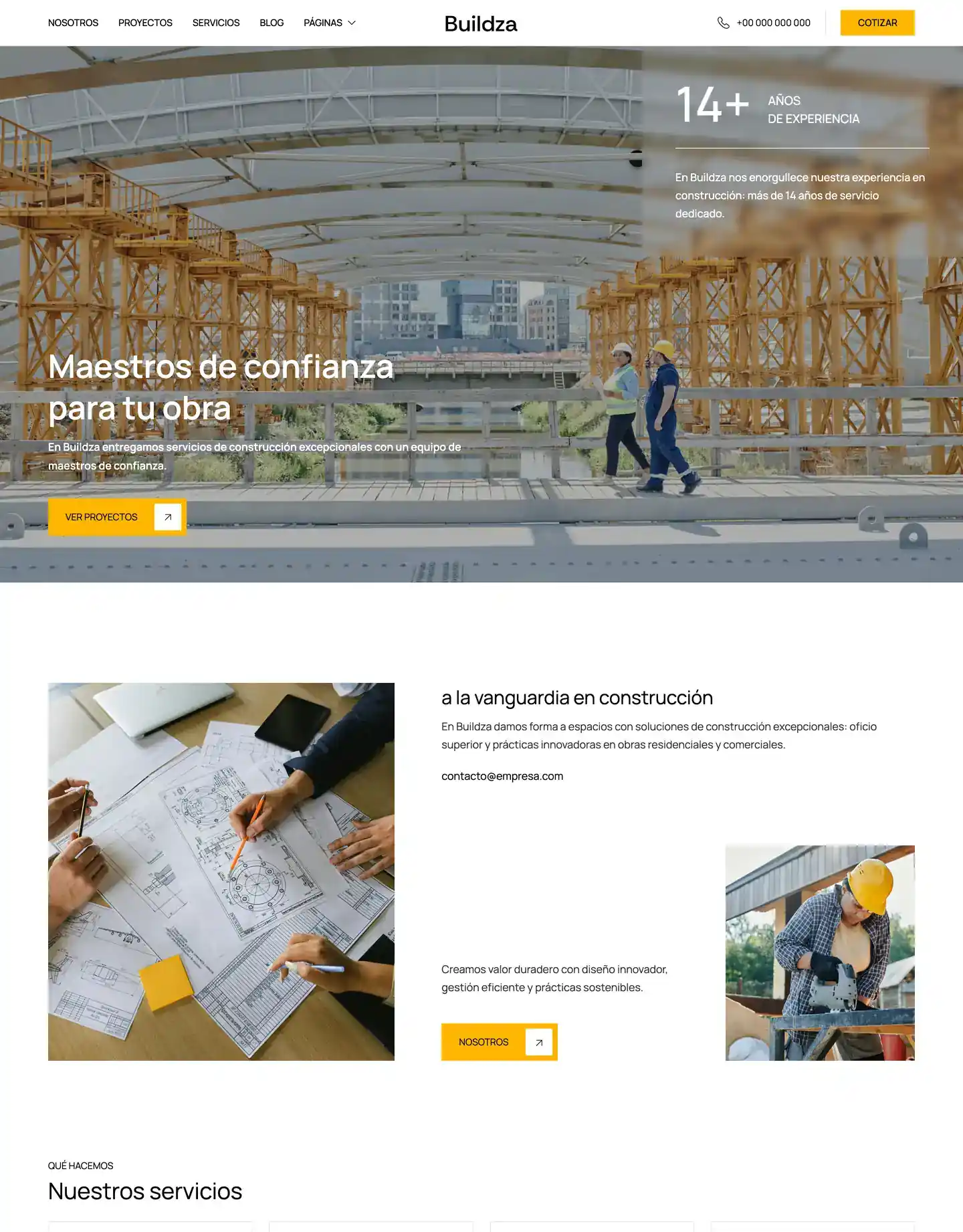 Plantilla de página web para construcción