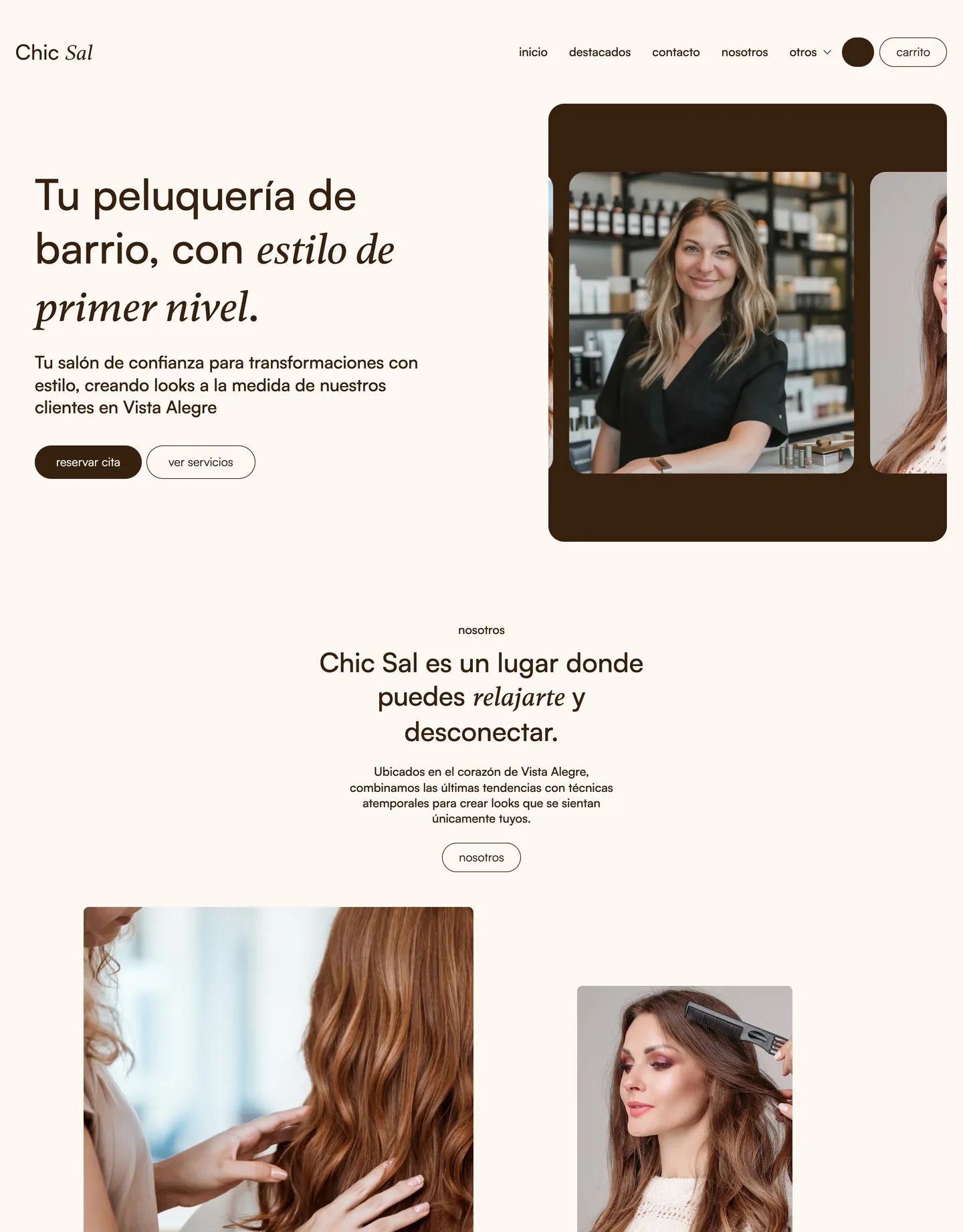 Plantilla de página web para belleza y estética