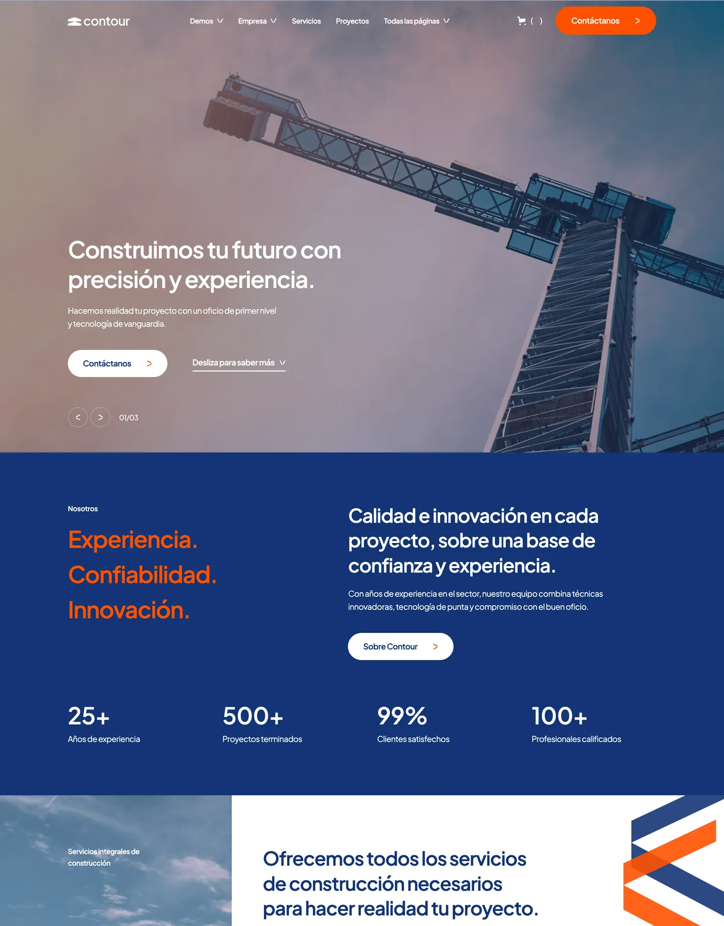 Plantilla de página web para construcción