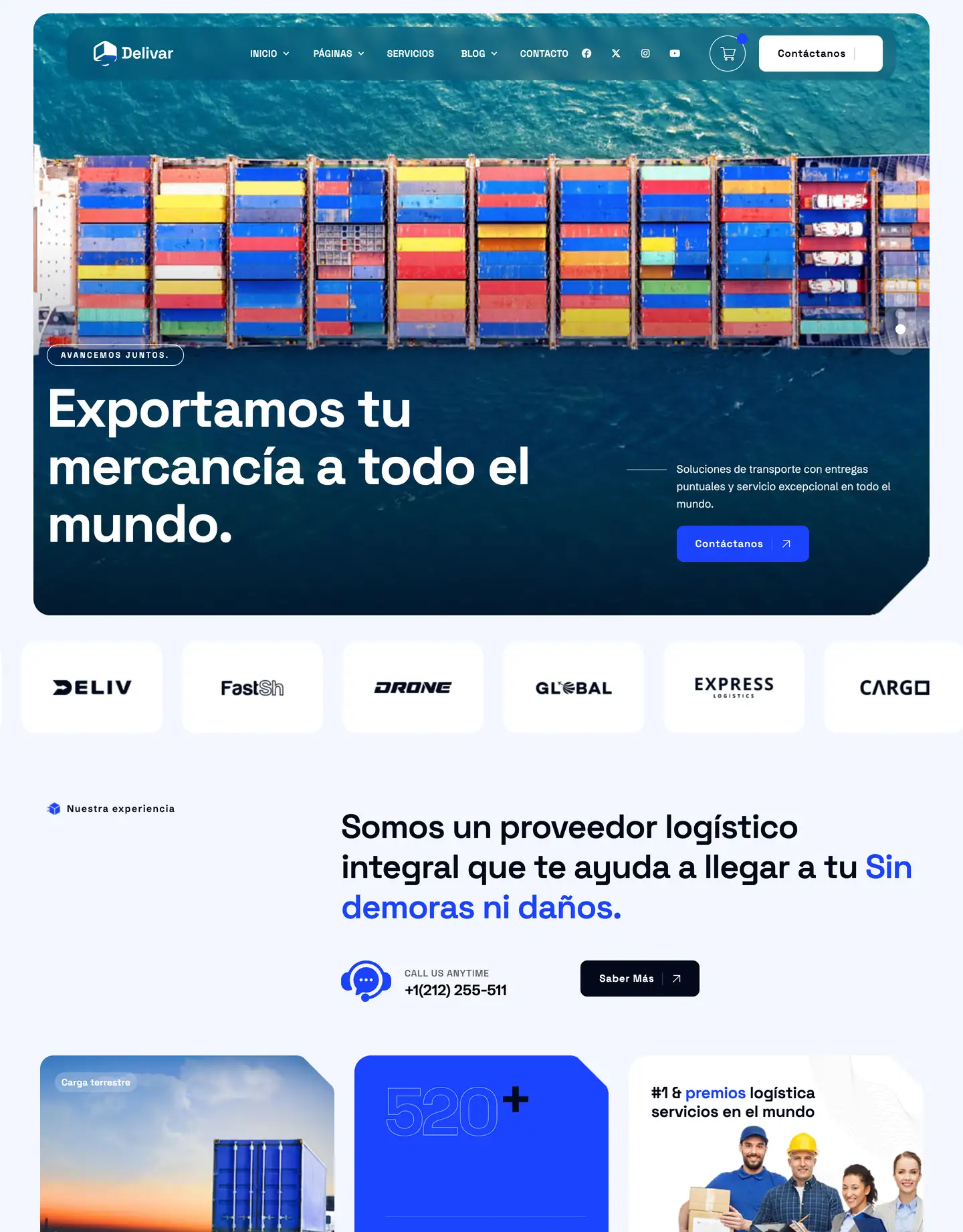 Plantilla de página web para transporte