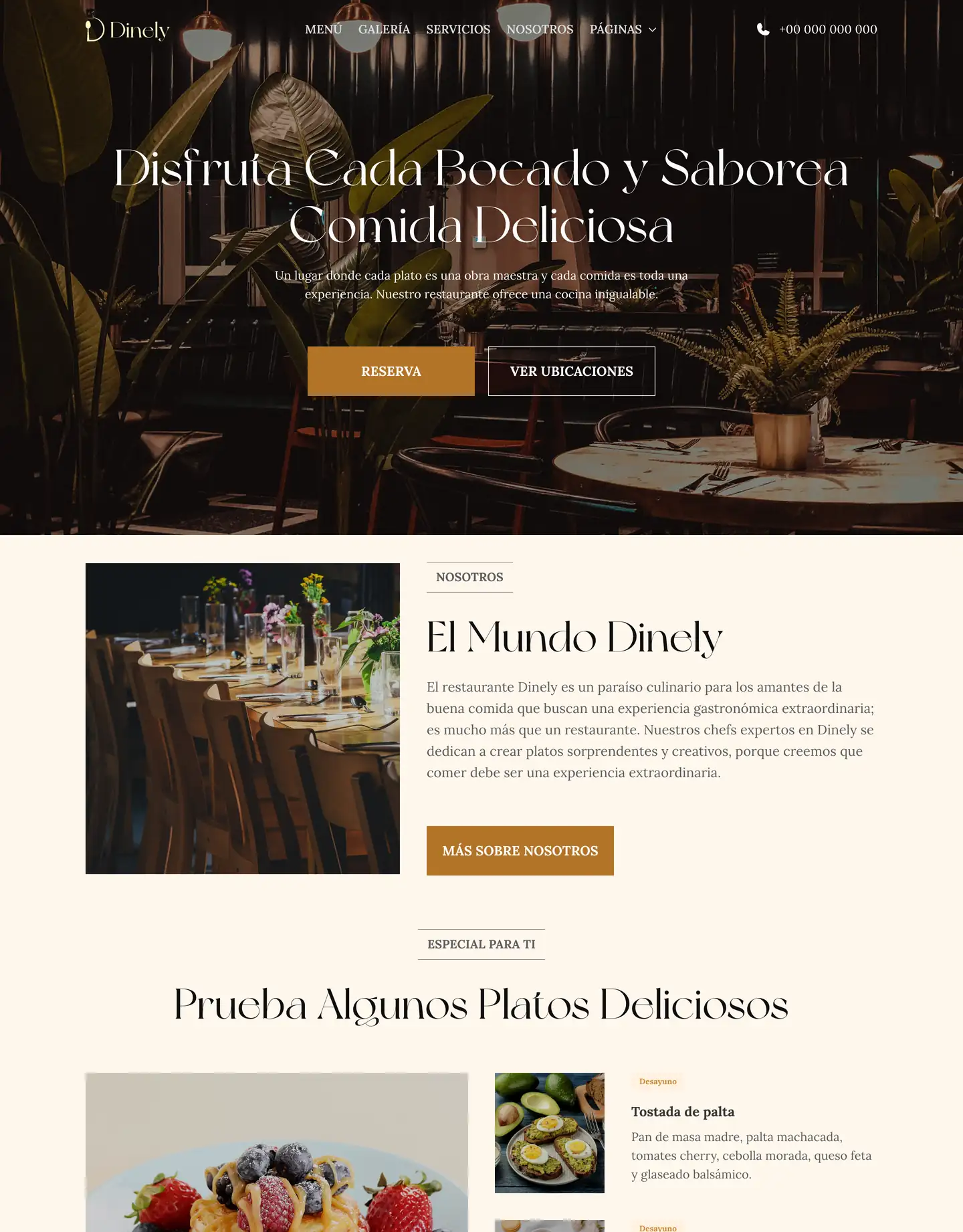 Plantilla de página web para restaurantes y cafés