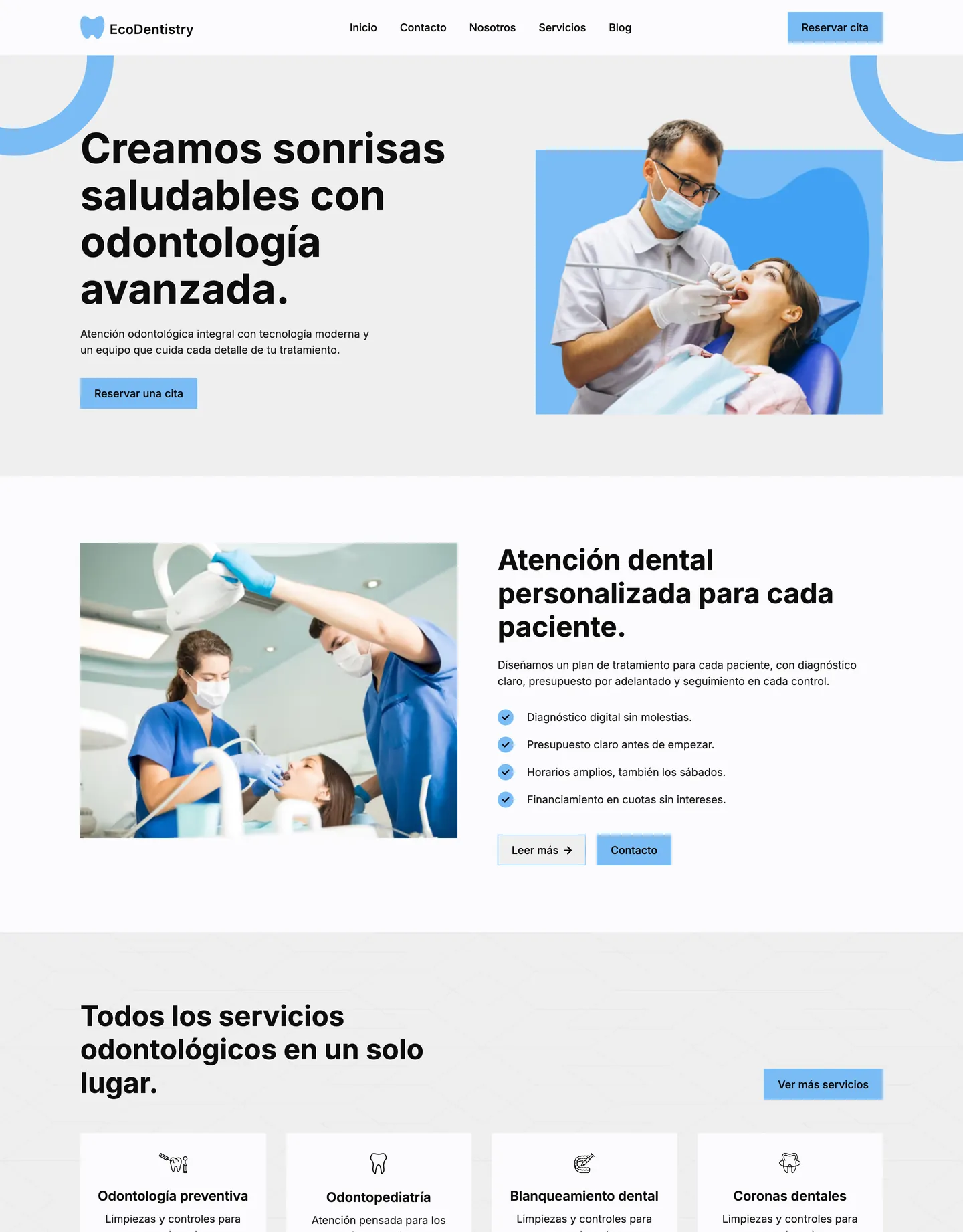 Plantilla de página web para salud y bienestar