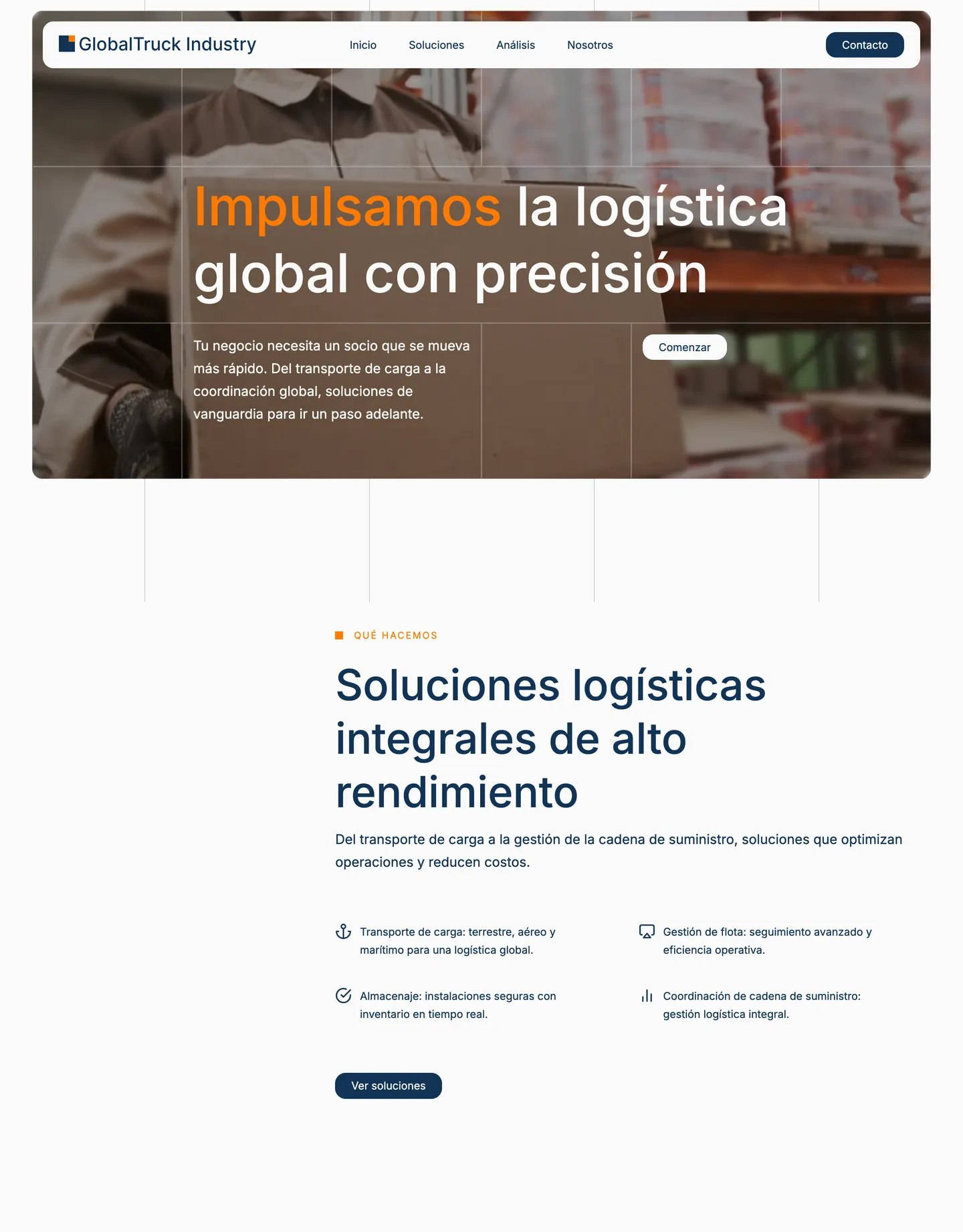 Plantilla de página web para transporte