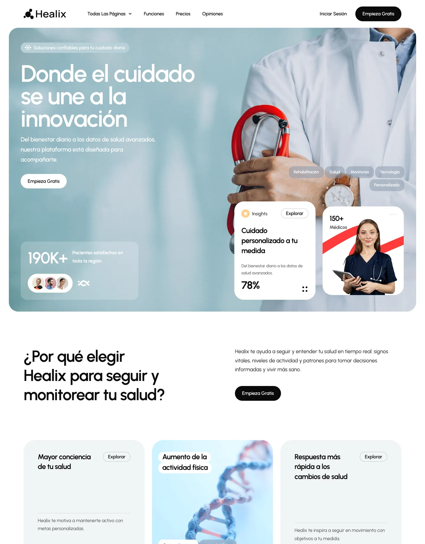 Plantilla de página web para salud y bienestar