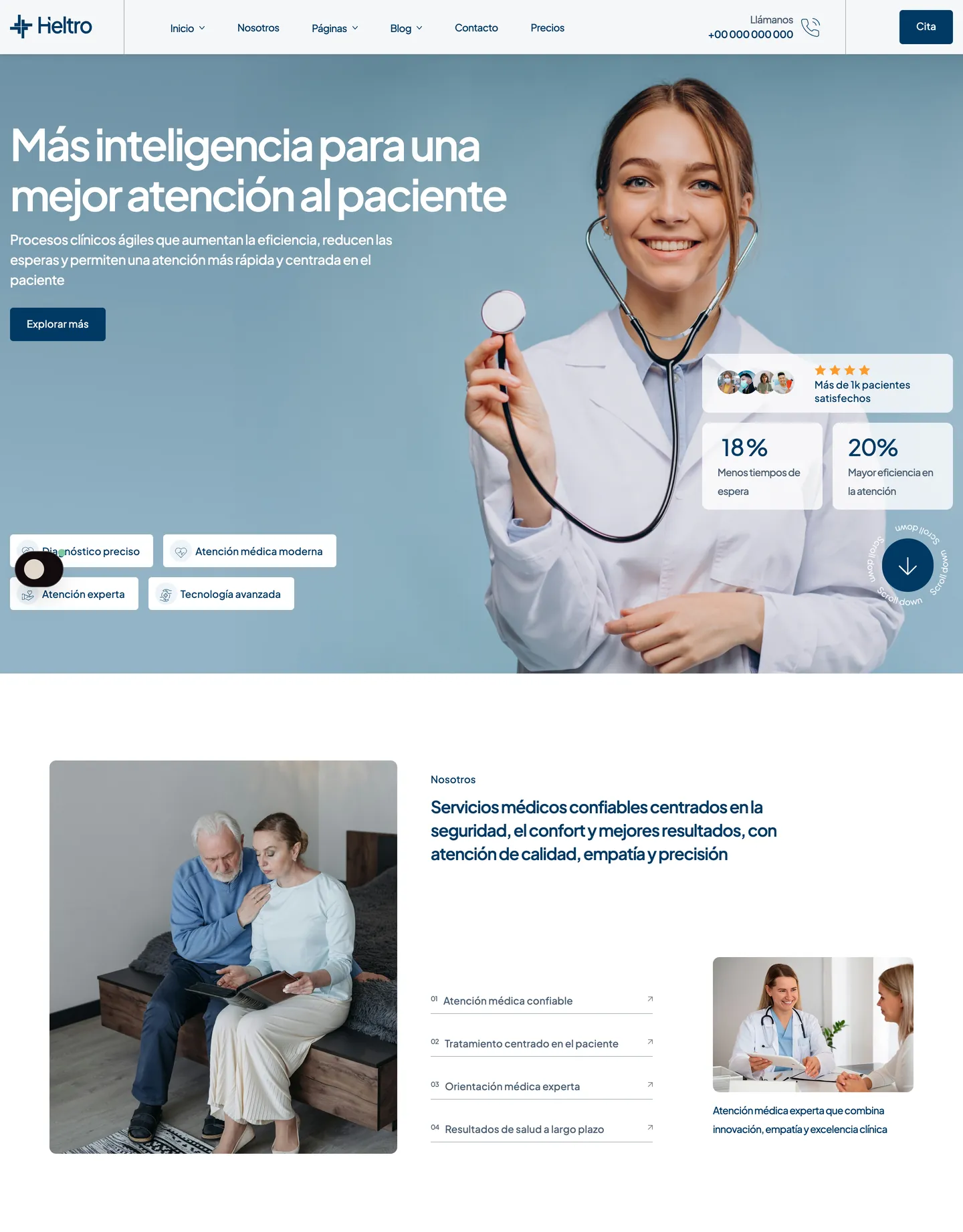 Plantilla de página web para salud y bienestar