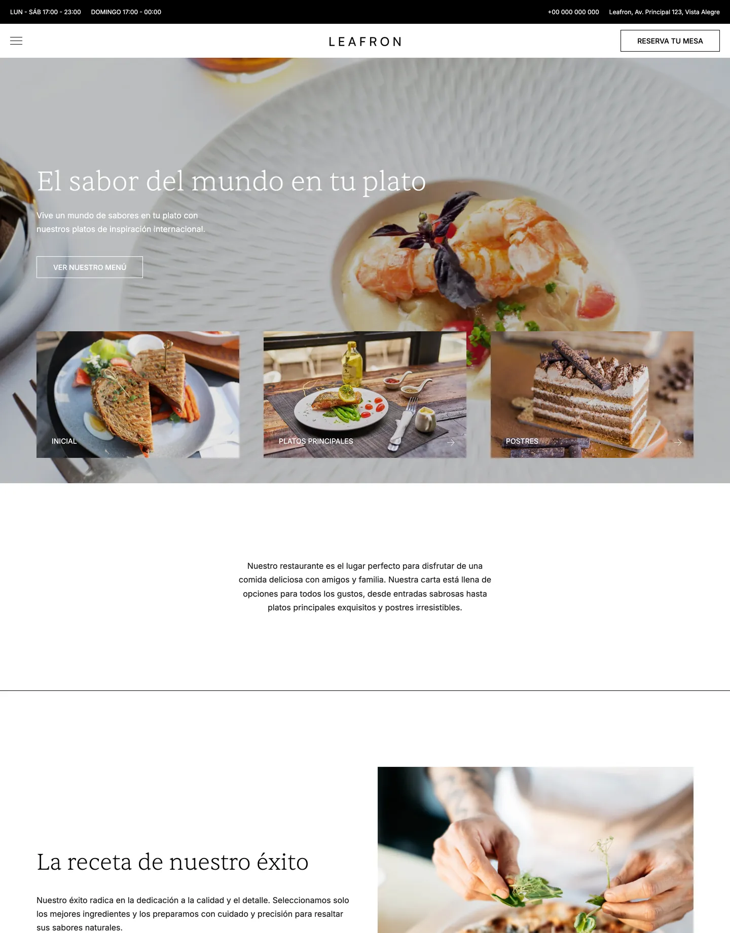 Plantilla de página web para restaurantes y cafés