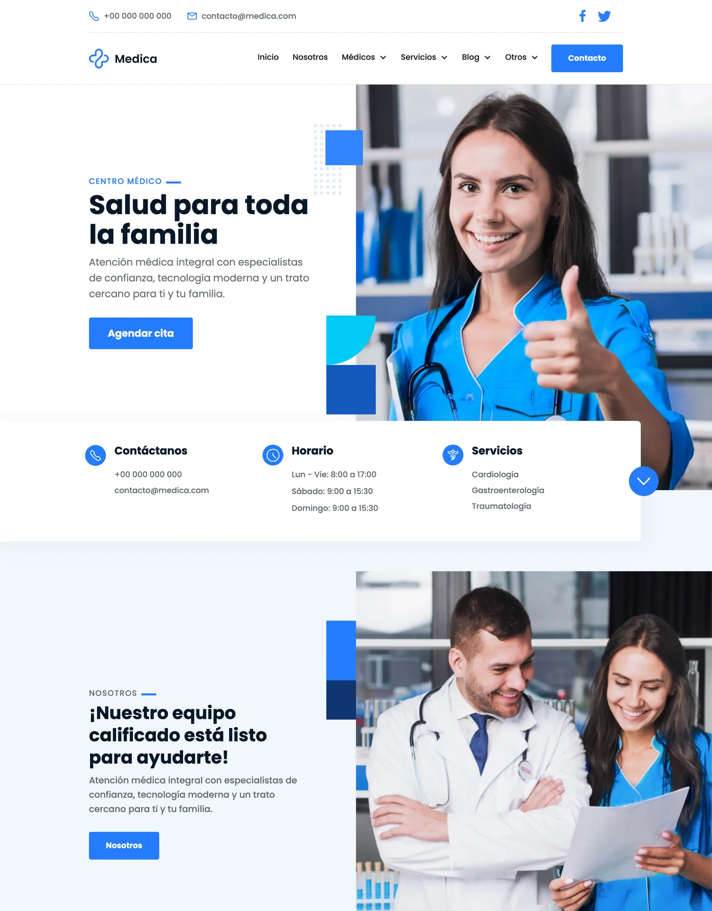 Plantilla de página web para salud y bienestar