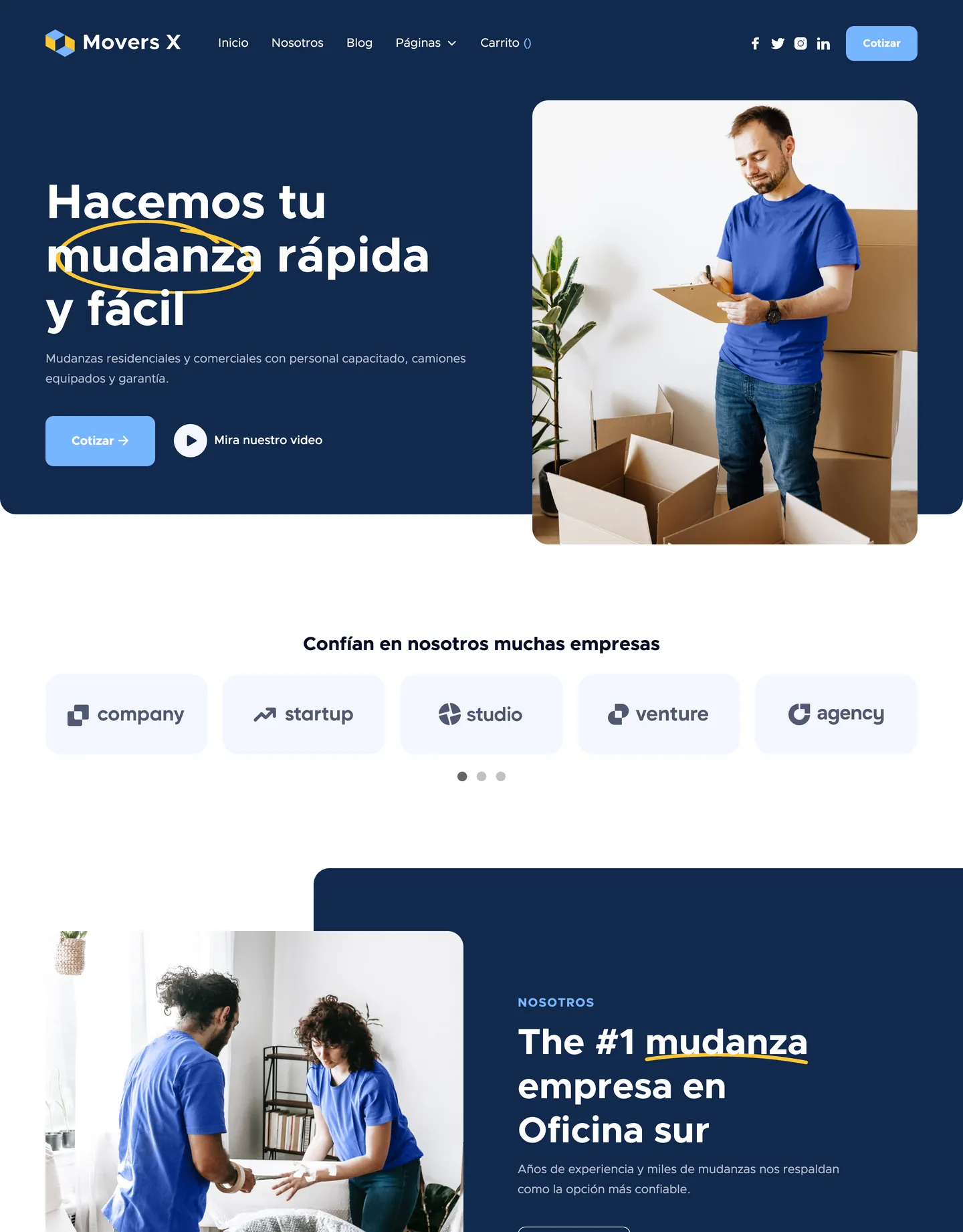 Plantilla de página web para transporte