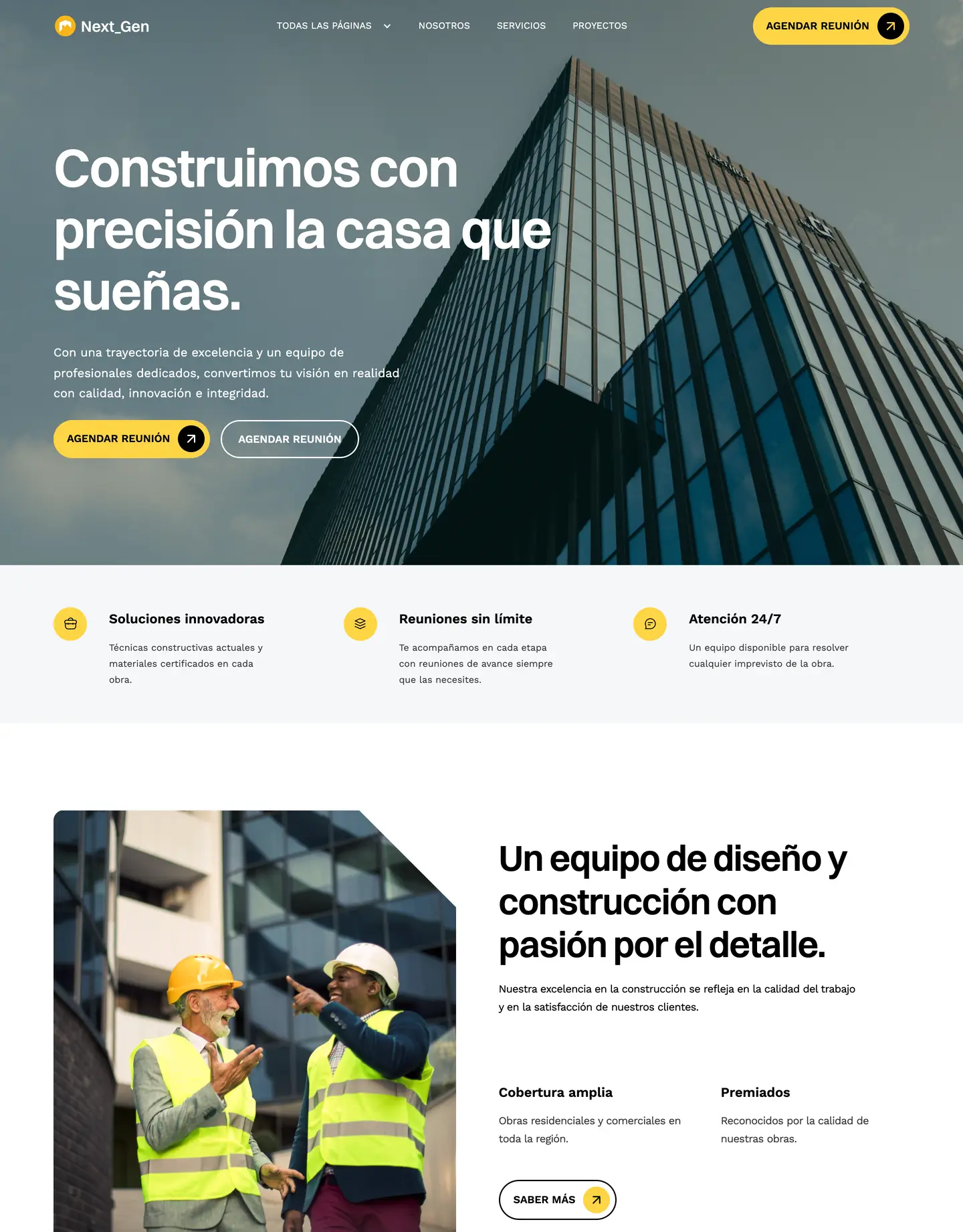 Plantilla de página web para construcción
