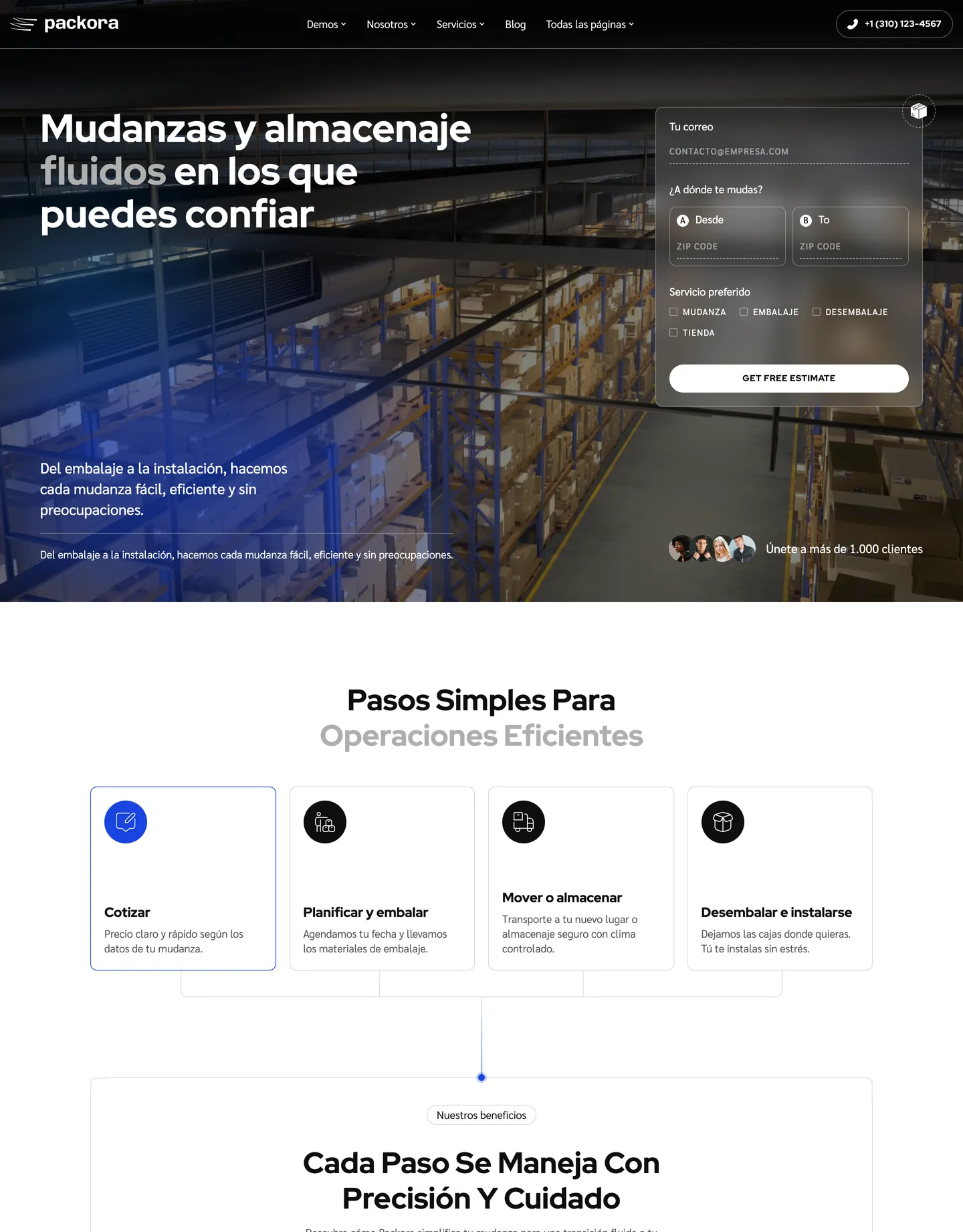 Plantilla de página web para transporte