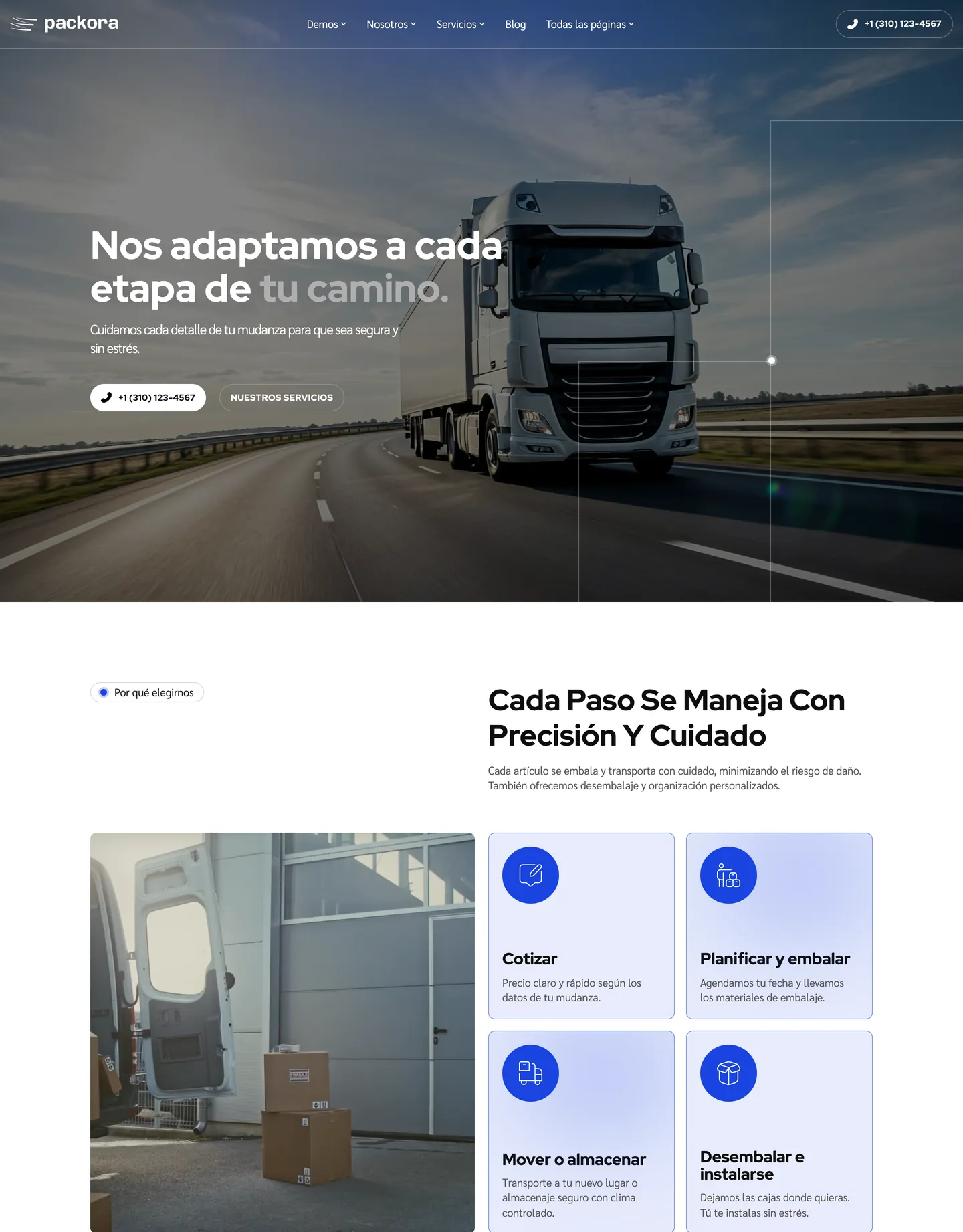 Plantilla de página web para transporte