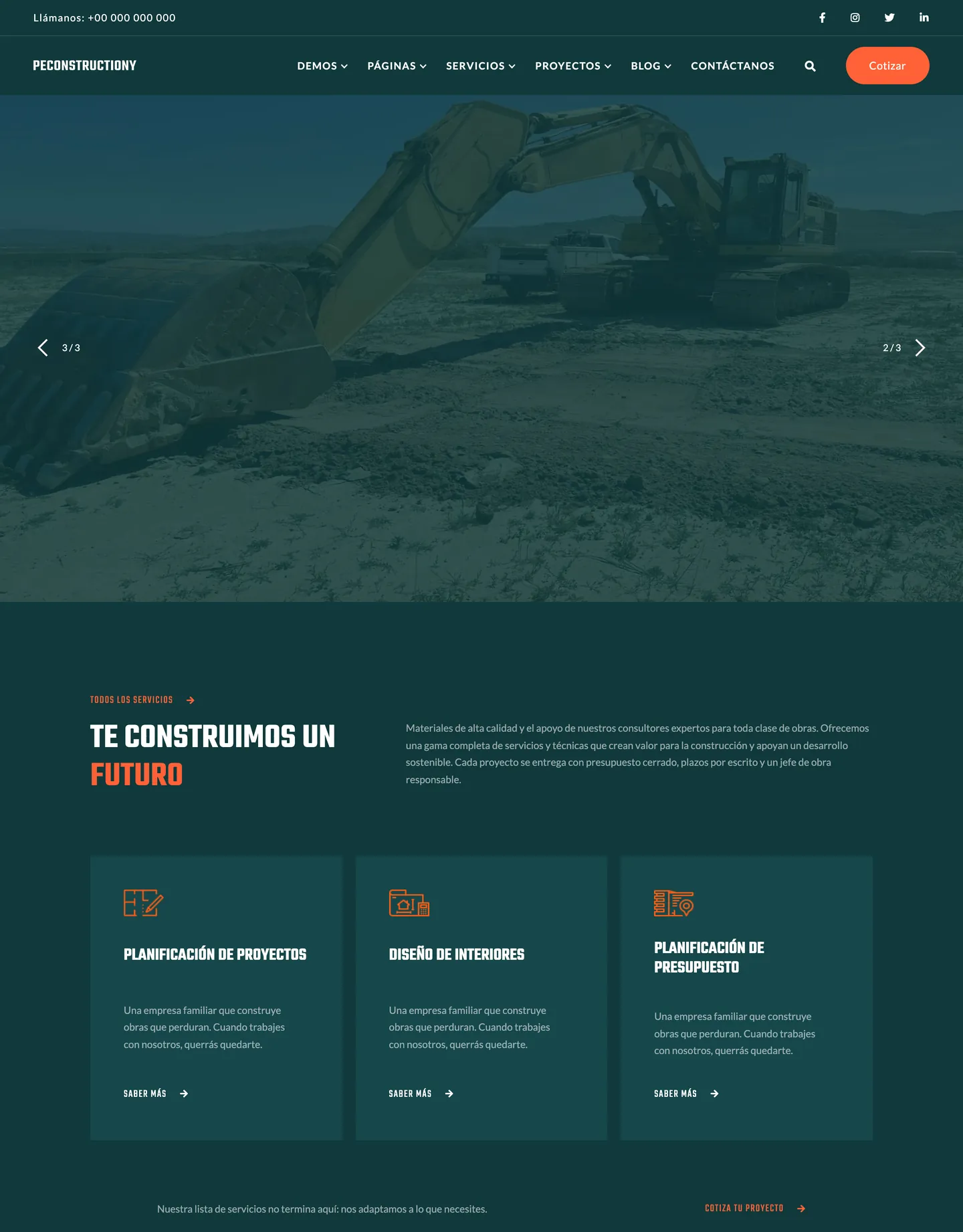 Plantilla de página web para construcción