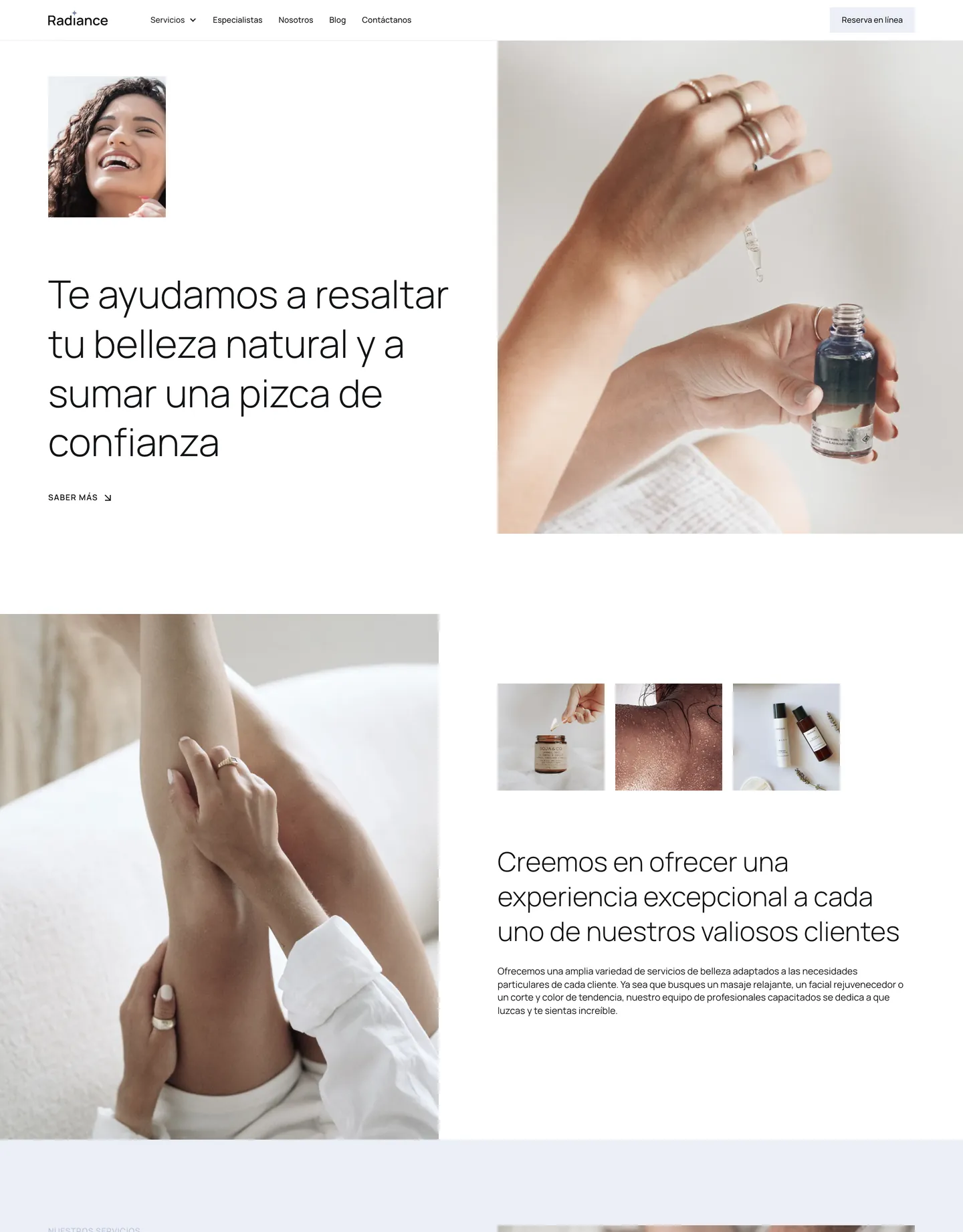 Plantilla de página web para belleza y estética
