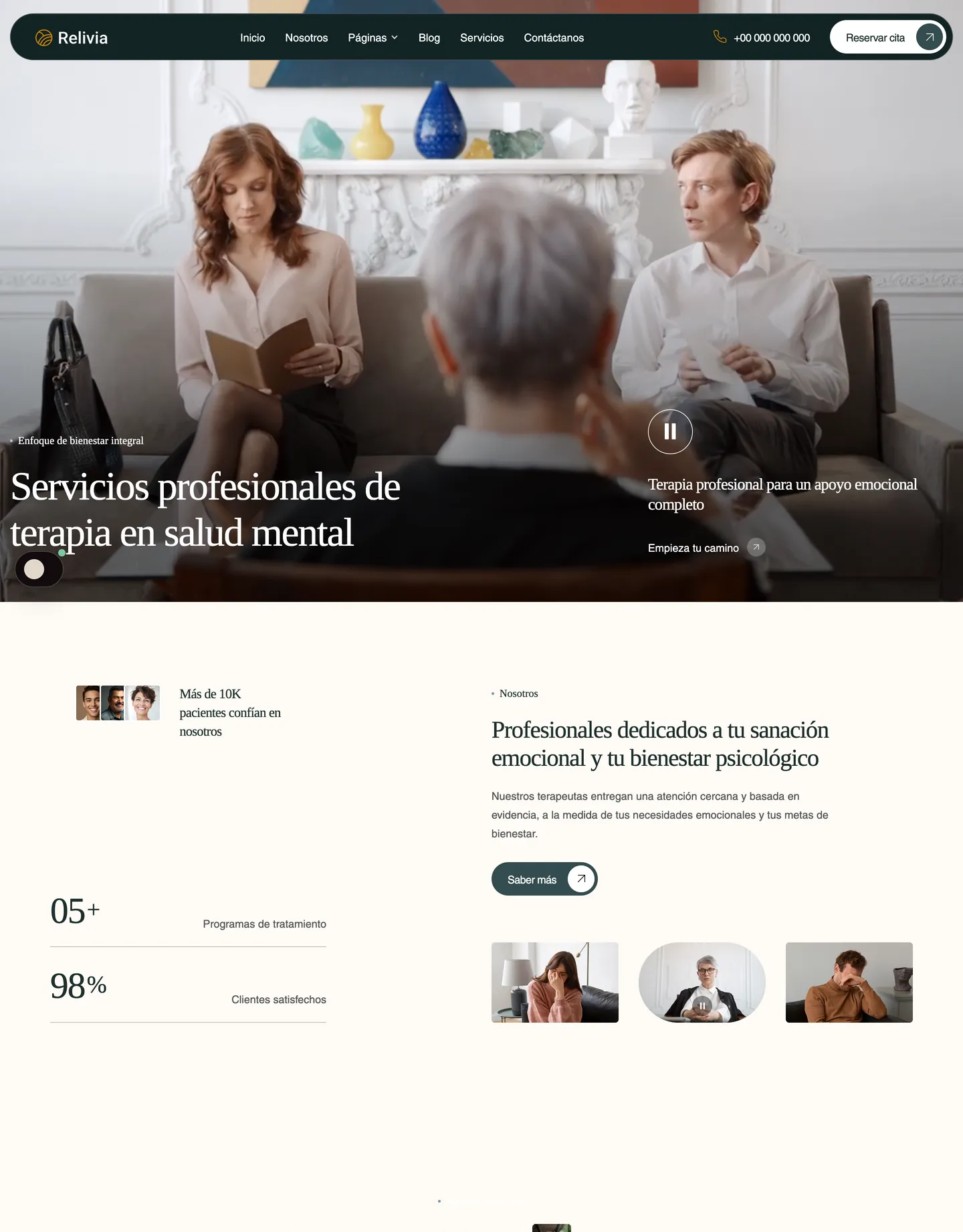 Plantilla de página web para salud y bienestar