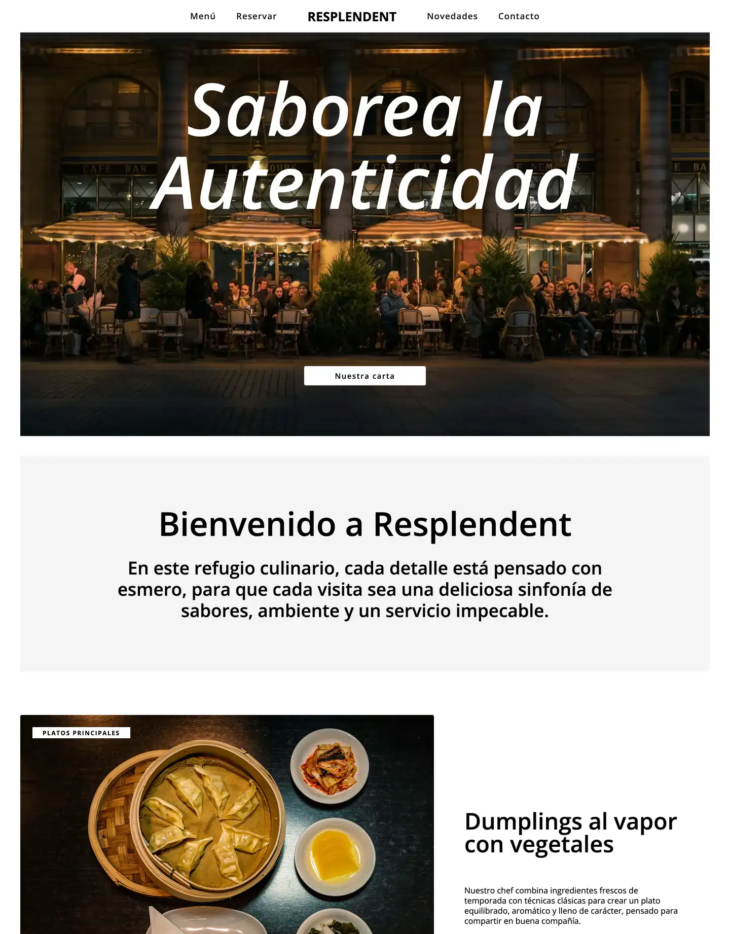 Plantilla de página web para restaurantes y cafés