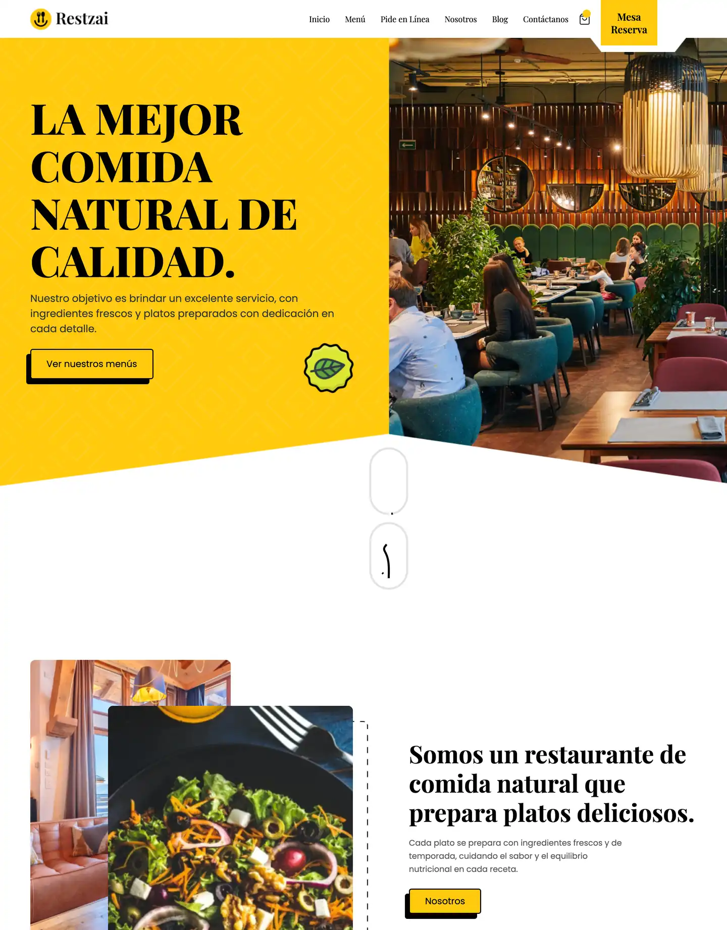 Plantilla de página web para restaurantes y cafés