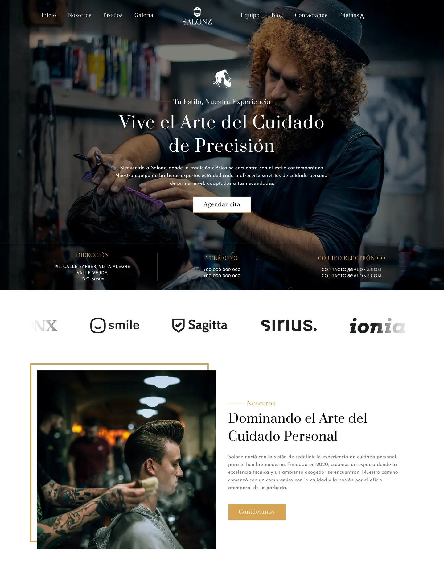 Plantilla de página web para belleza y estética
