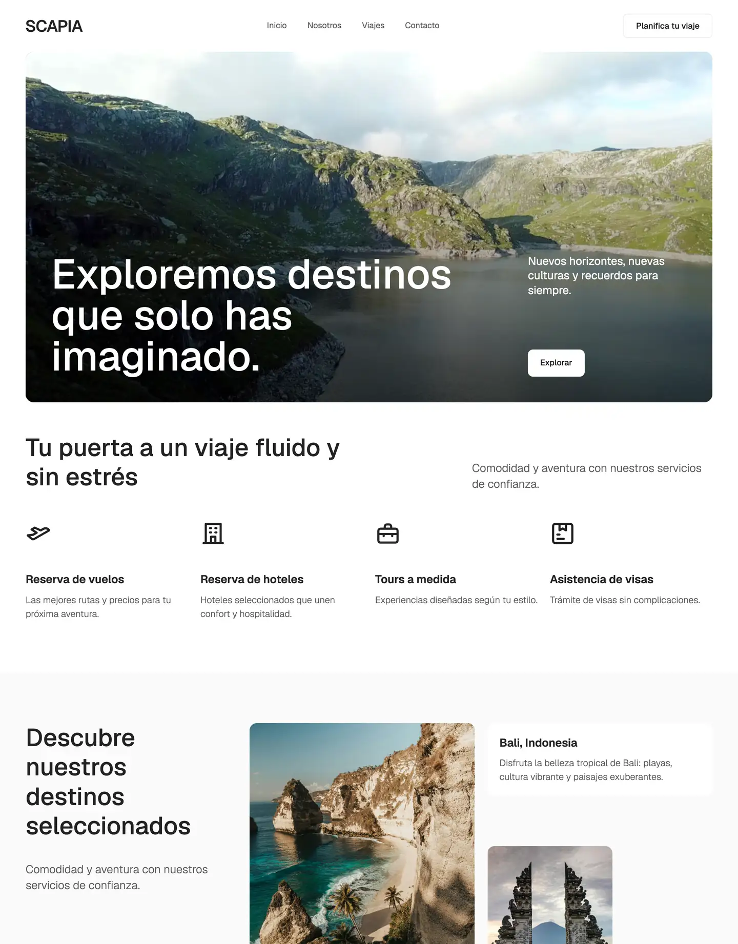 Plantilla de página web para turismo y viajes