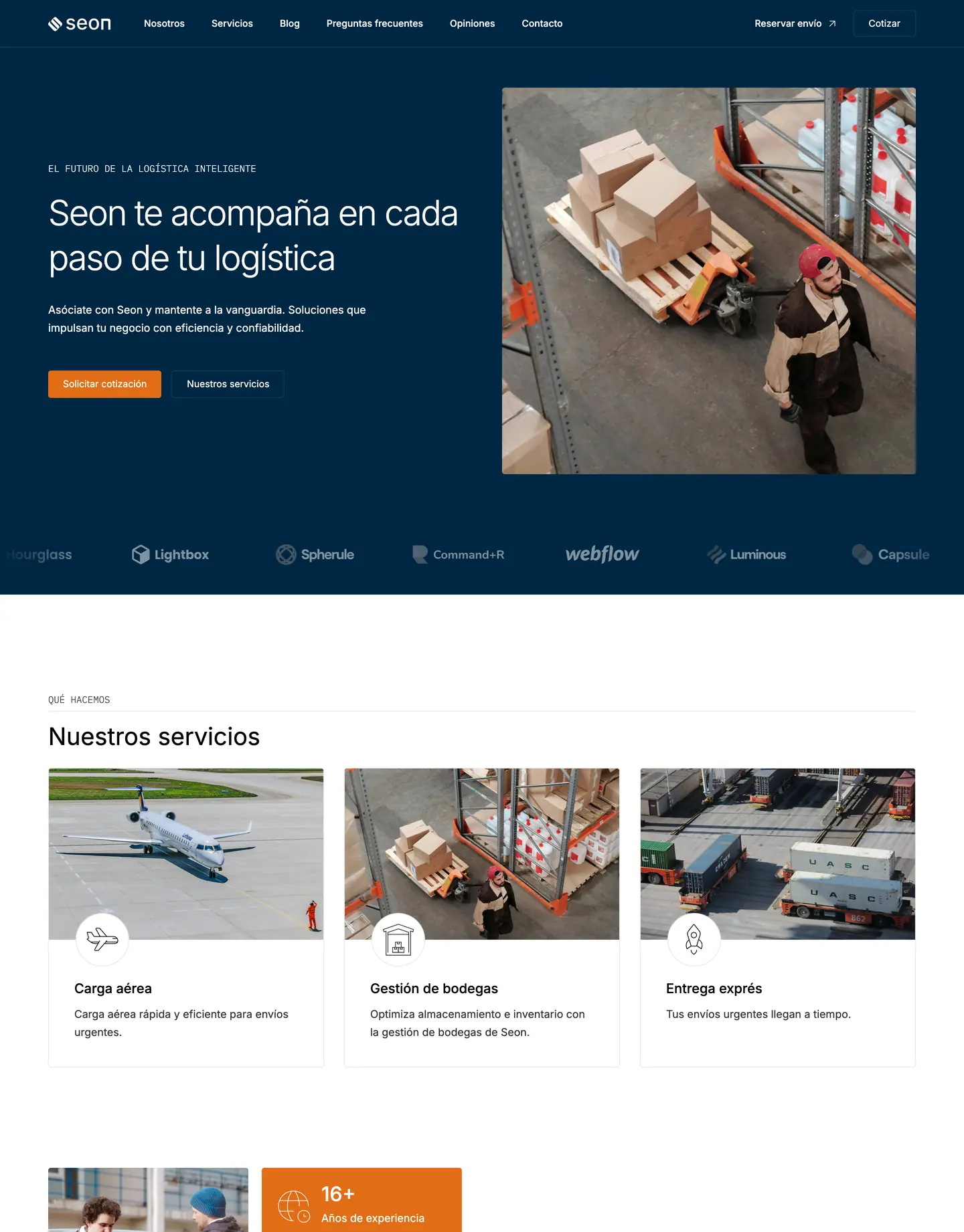 Plantilla de página web para transporte