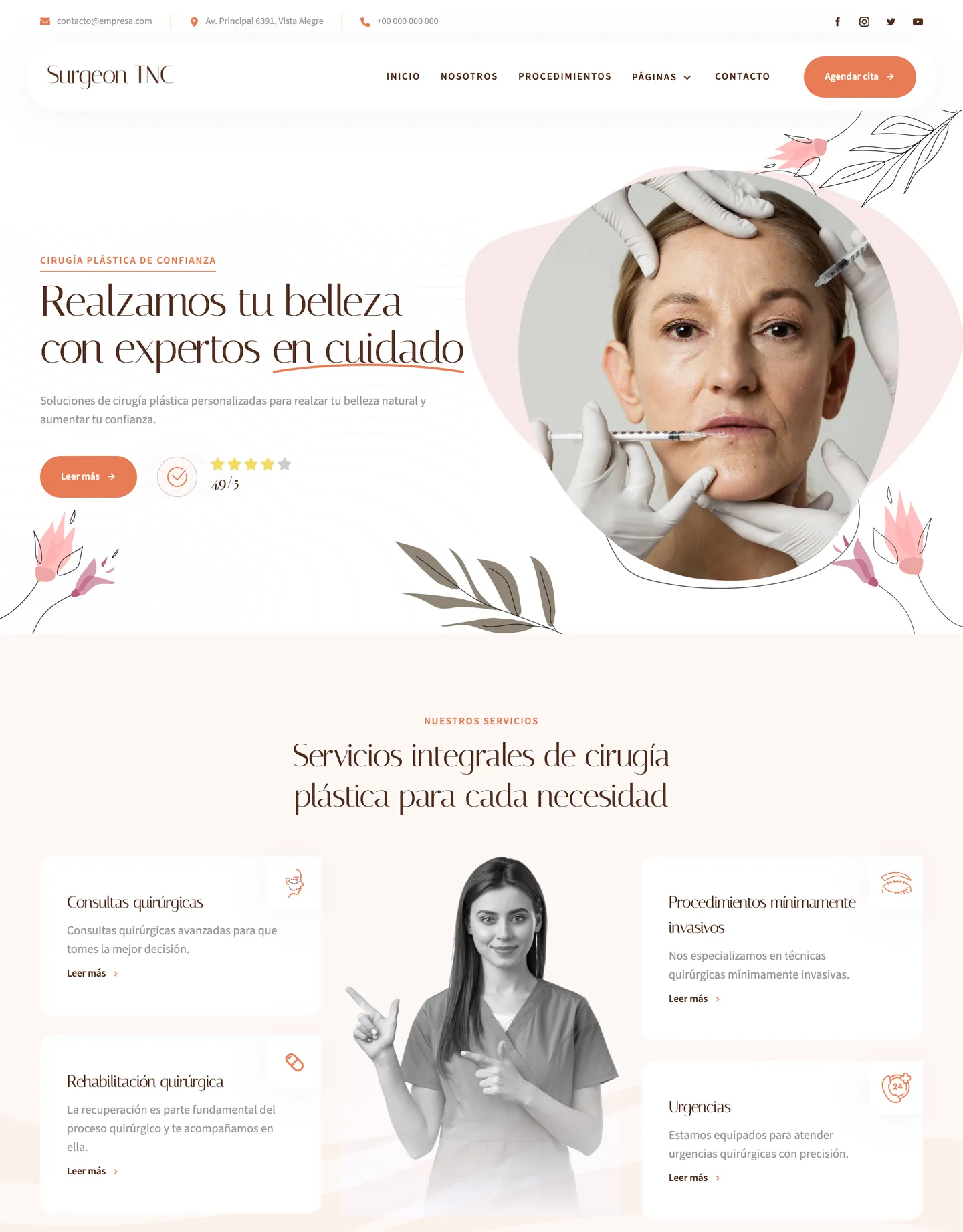 Plantilla de página web para salud y bienestar