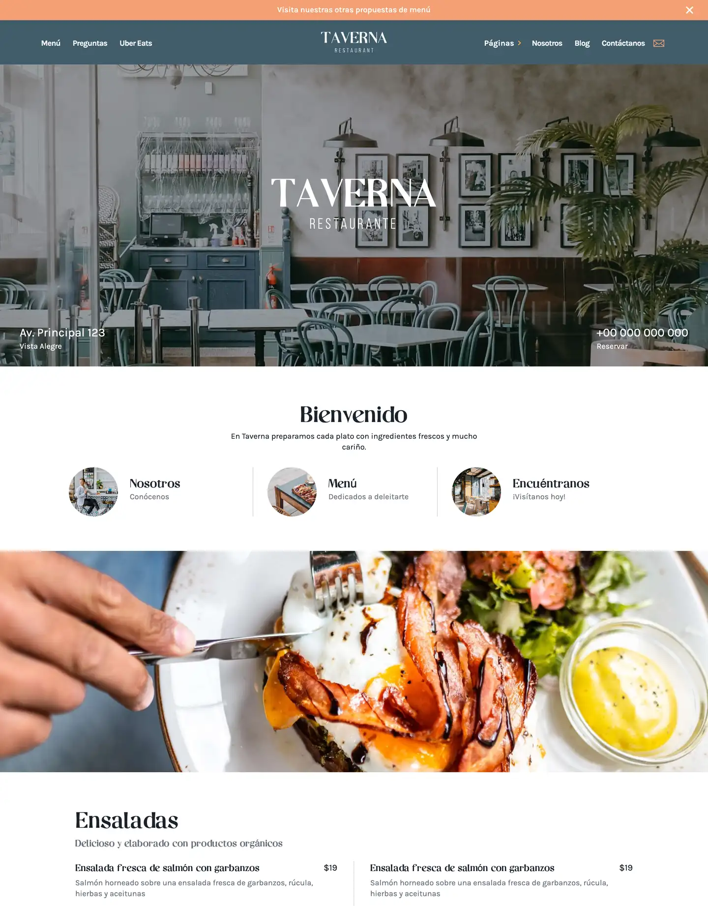 Plantilla de página web para restaurantes y cafés