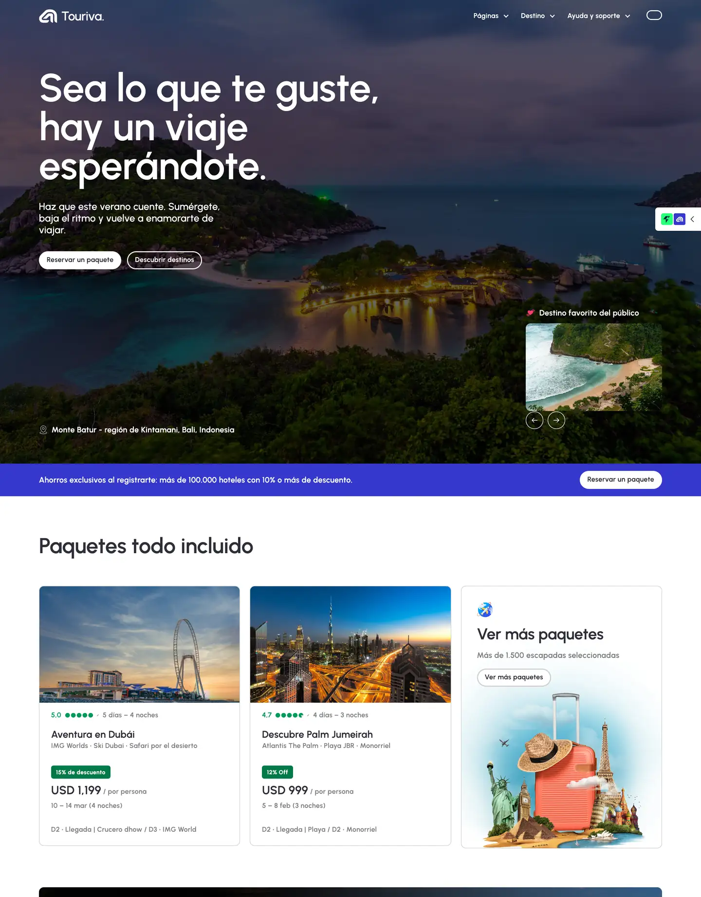 Plantilla de página web para turismo y viajes