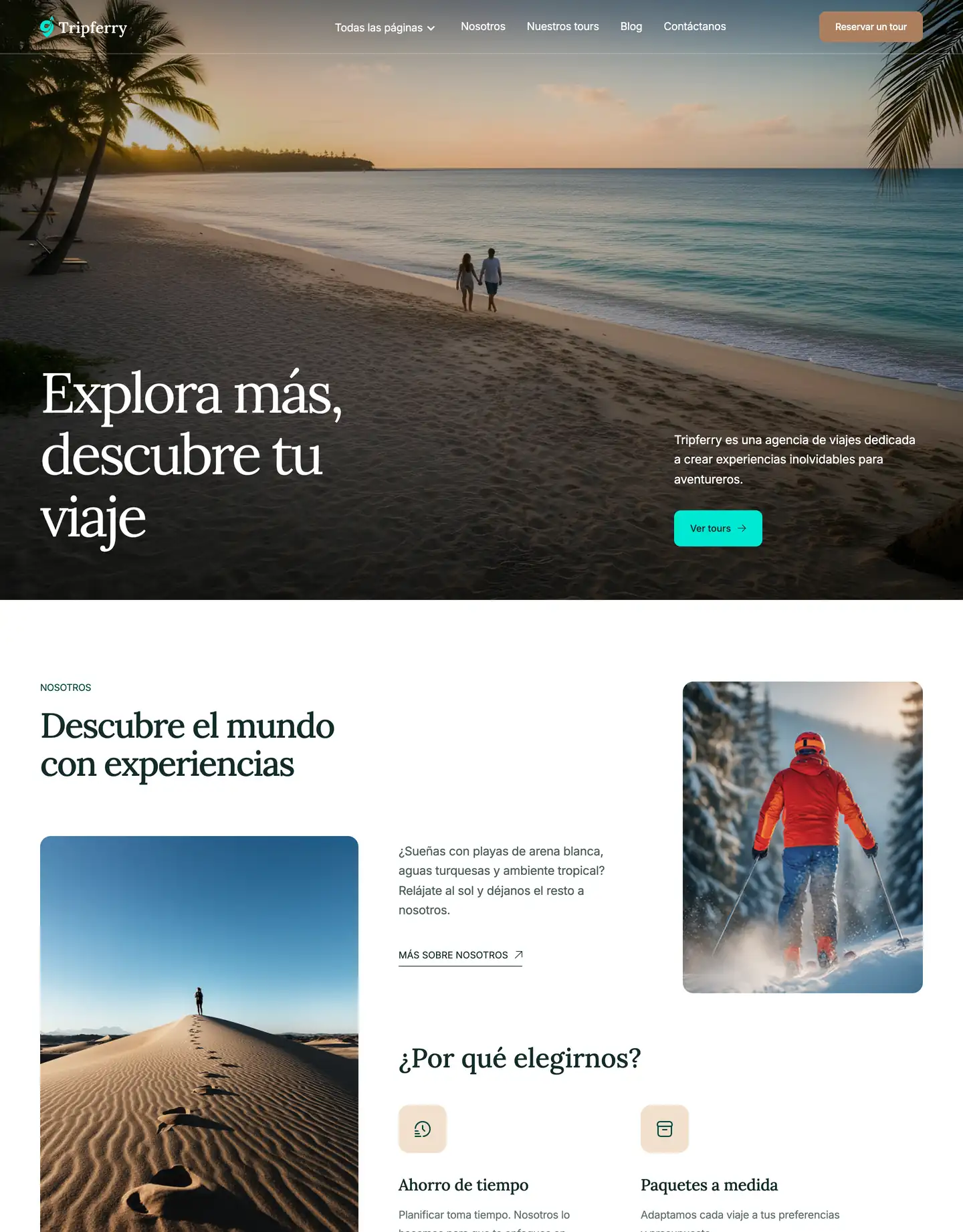 Plantilla de página web para turismo y viajes