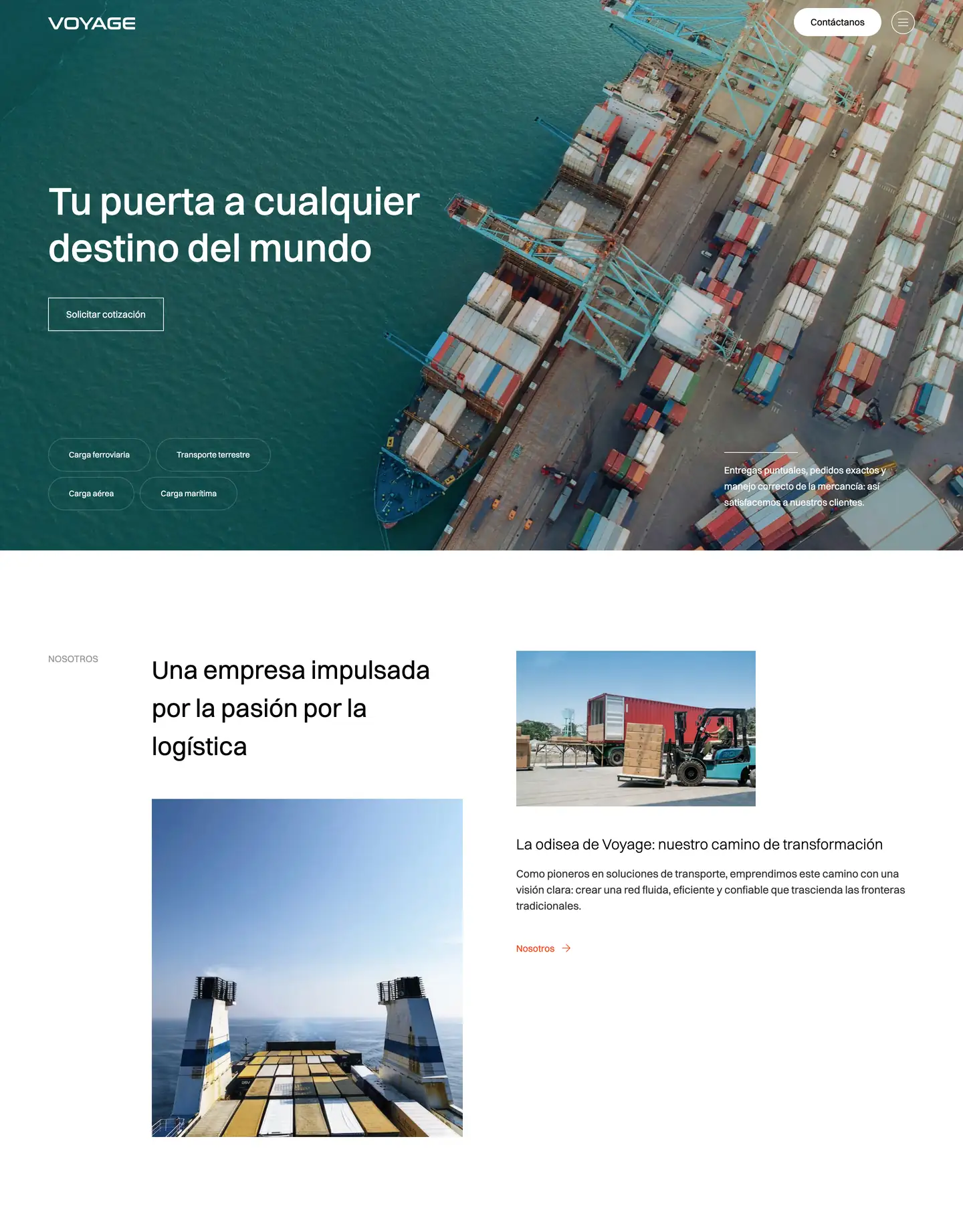 Plantilla de página web para transporte