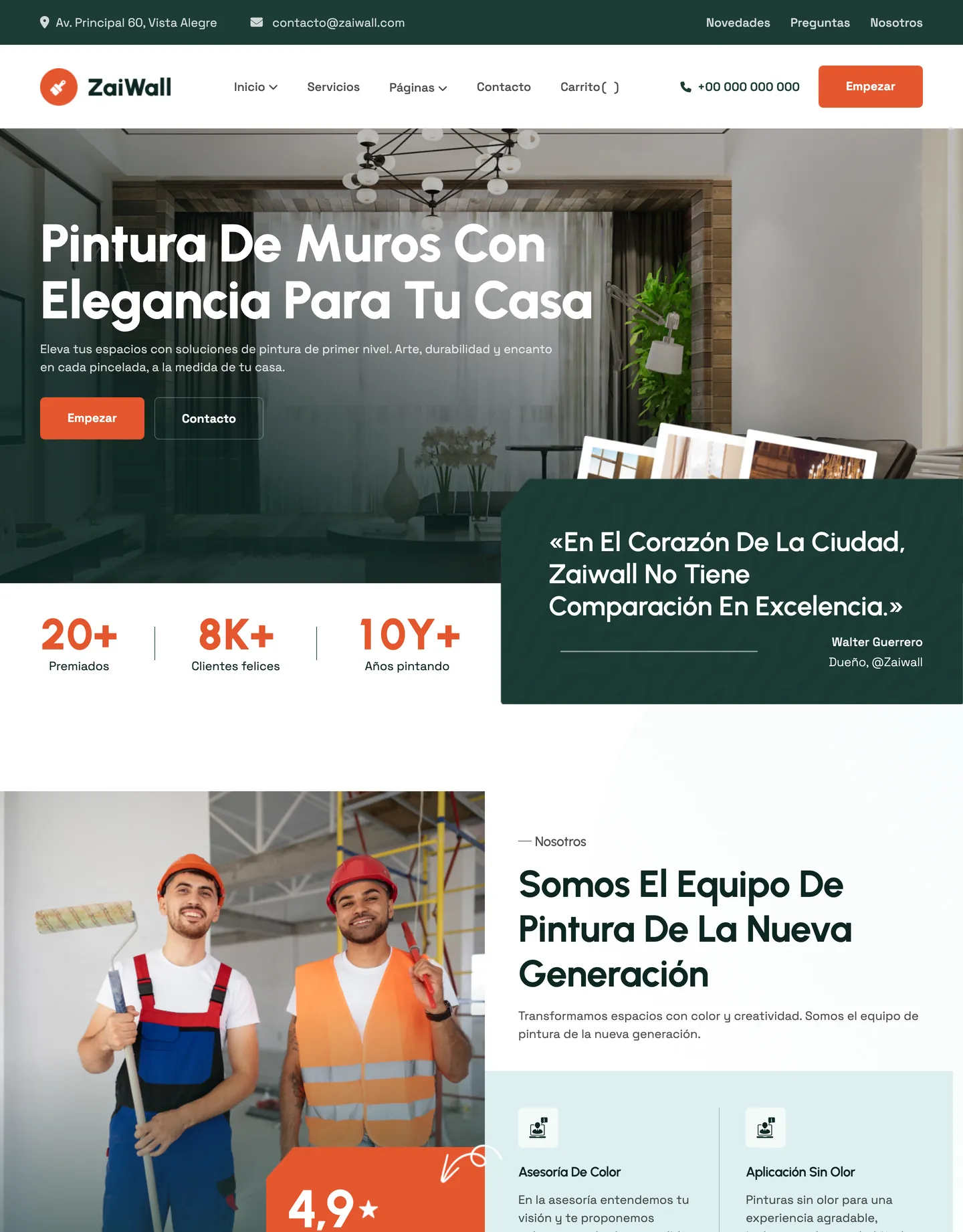 Plantilla de página web para servicios y mantenimiento