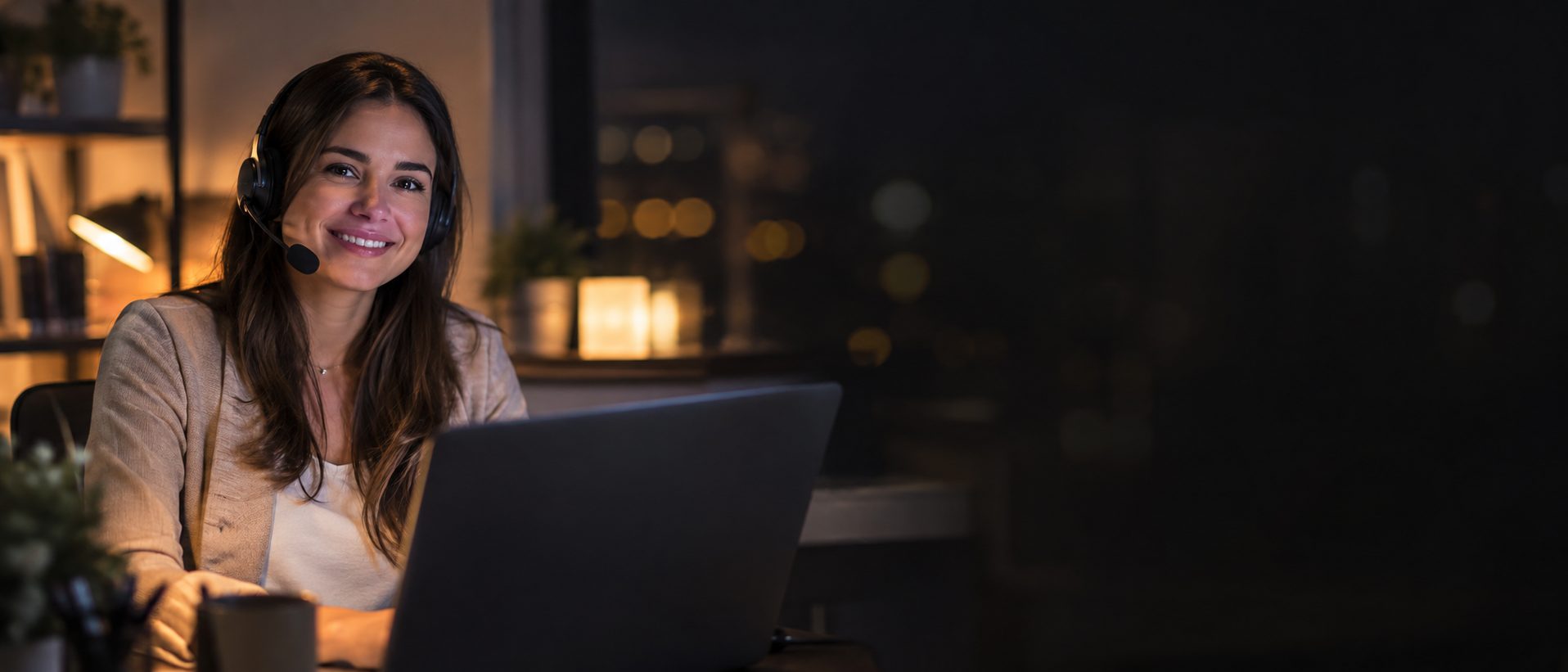 Ejecutiva de soporte de Astra Hosting atendiendo a un cliente